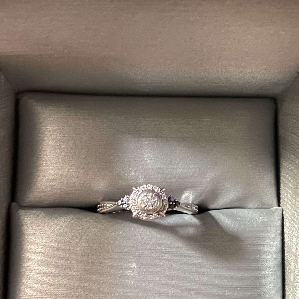 Zales Composite Enhanced Black White Diamond Ring